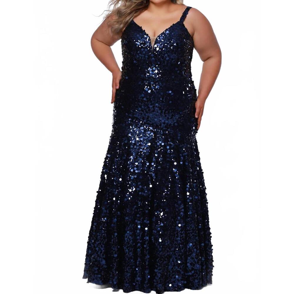 NEW TEASE PROM sequin mermaid maxi dress - plus in midnight